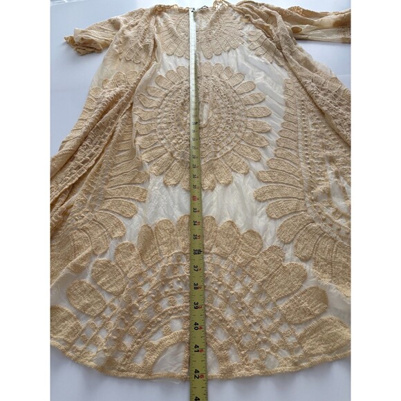 Rebellion Again Lace Duster Small Creamy Yellow Sheer Kimono Romantic Coquette * - Picture 8 of 16